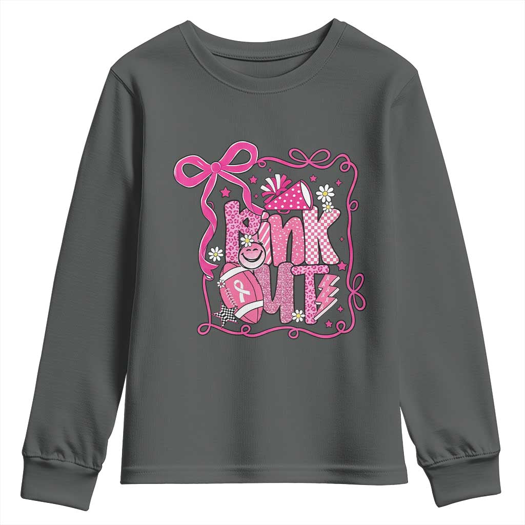Pink Out Youth Sweatshirt Football Support Breast Cancer Gift - Wonder Print Shop