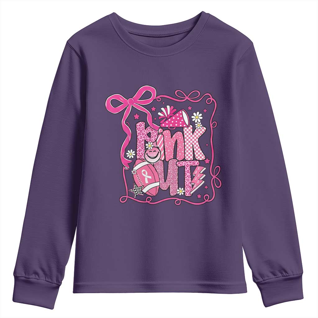 Pink Out Youth Sweatshirt Football Support Breast Cancer Gift - Wonder Print Shop