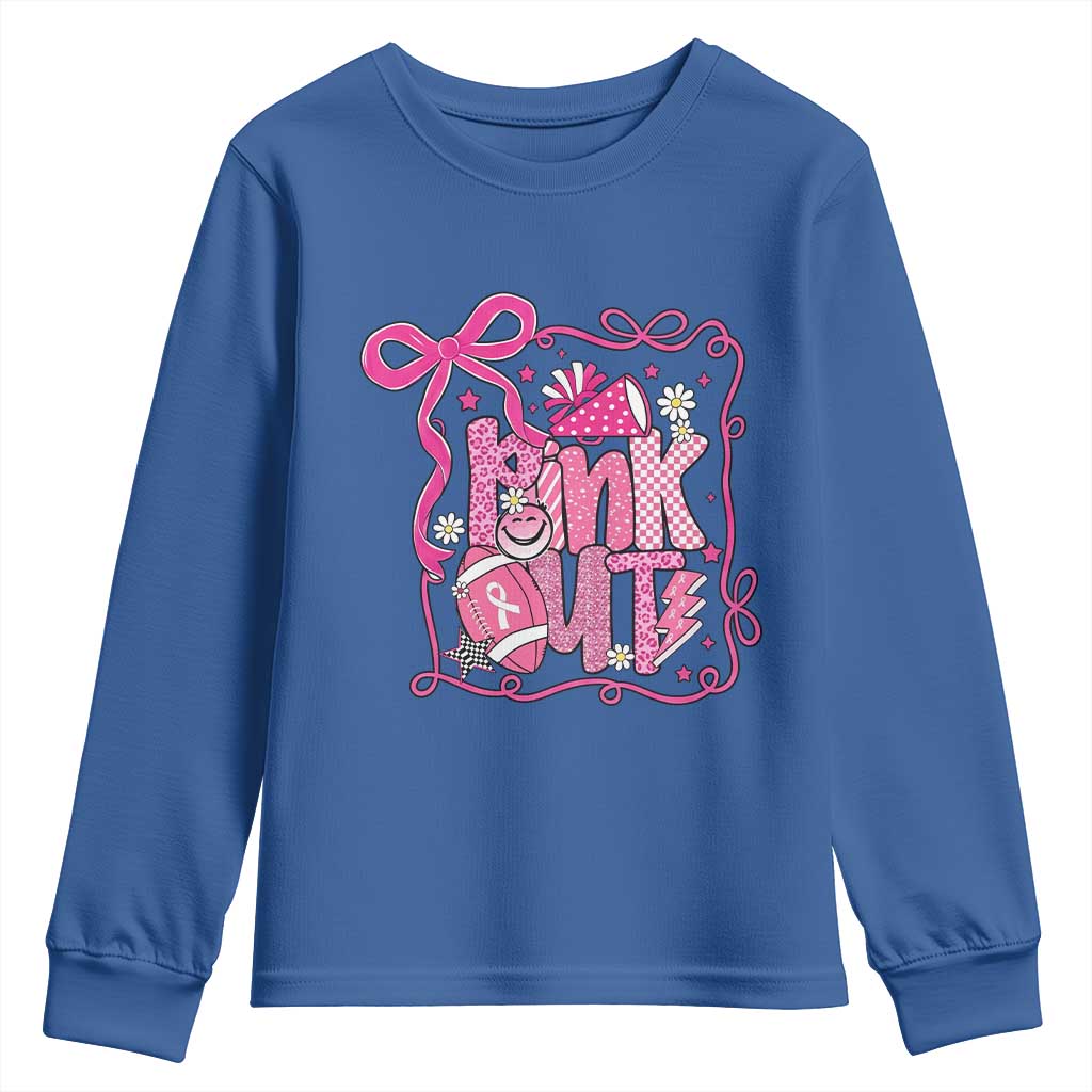 Pink Out Youth Sweatshirt Football Support Breast Cancer Gift - Wonder Print Shop