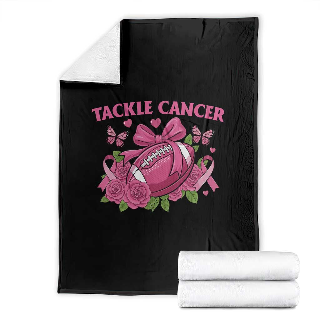 Tackle Cancer Throw Blanket Football Breast Cancer Awareness Pink Ribbon - Wonder Print Shop