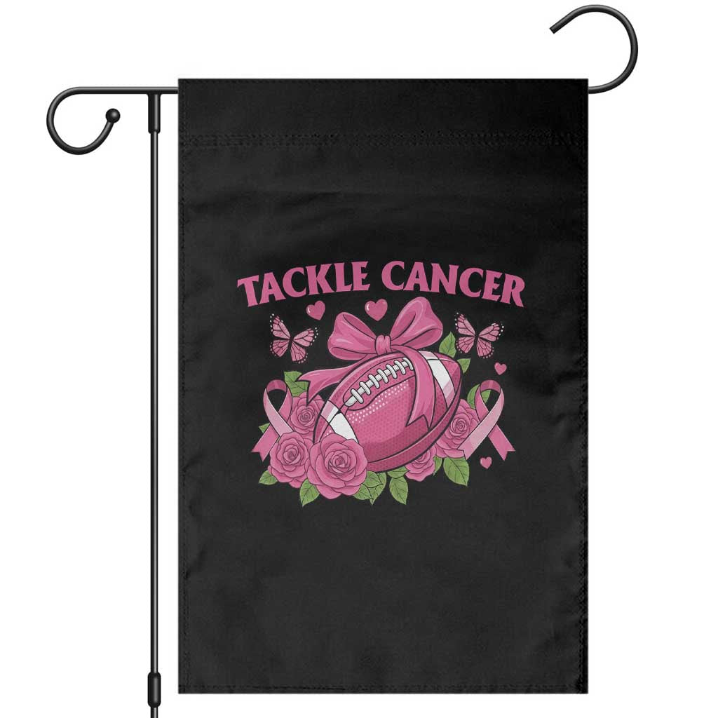 Tackle Cancer Garden Flag Football Breast Cancer Awareness Pink Ribbon - Wonder Print Shop
