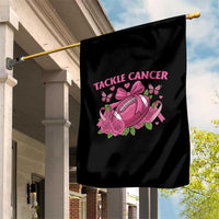 Tackle Cancer Garden Flag Football Breast Cancer Awareness Pink Ribbon - Wonder Print Shop