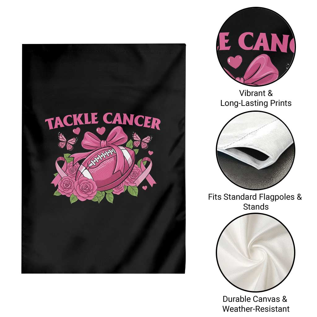 Tackle Cancer Garden Flag Football Breast Cancer Awareness Pink Ribbon - Wonder Print Shop