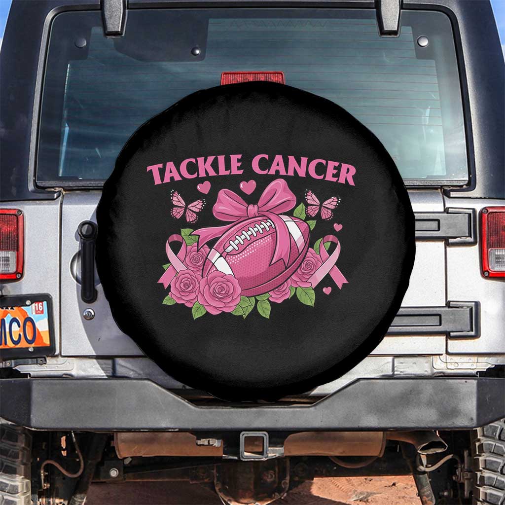 Tackle Cancer Spare Tire Cover Football Breast Cancer Awareness Pink Ribbon - Wonder Print Shop