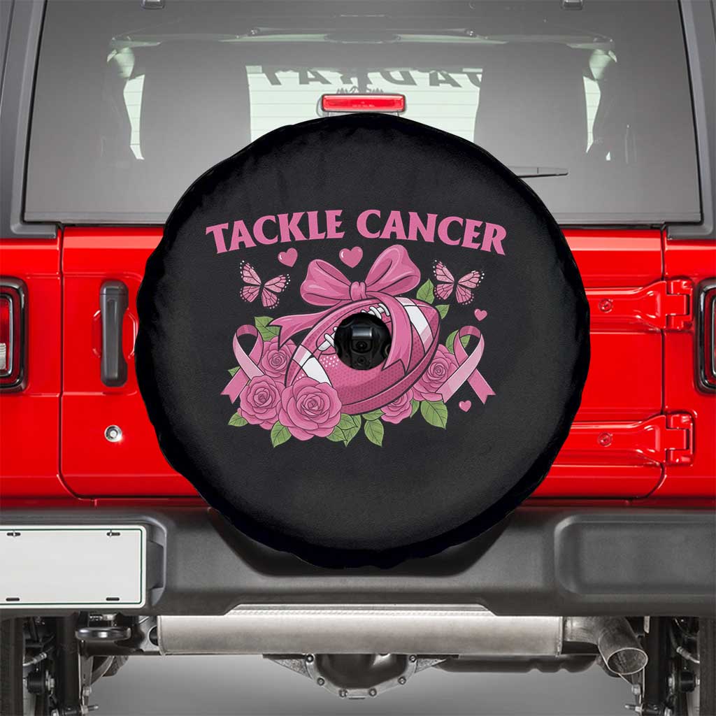 Tackle Cancer Spare Tire Cover Football Breast Cancer Awareness Pink Ribbon - Wonder Print Shop
