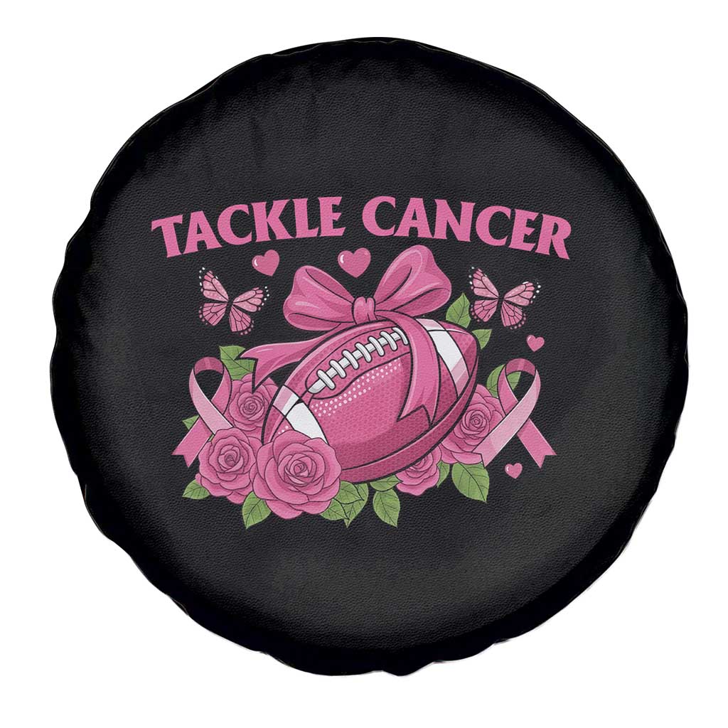 Tackle Cancer Spare Tire Cover Football Breast Cancer Awareness Pink Ribbon - Wonder Print Shop