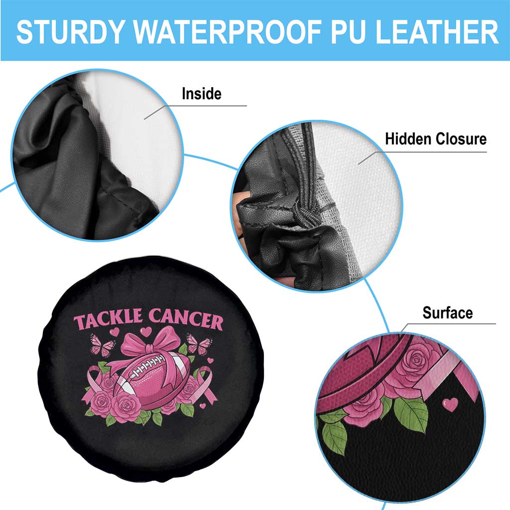 Tackle Cancer Spare Tire Cover Football Breast Cancer Awareness Pink Ribbon - Wonder Print Shop