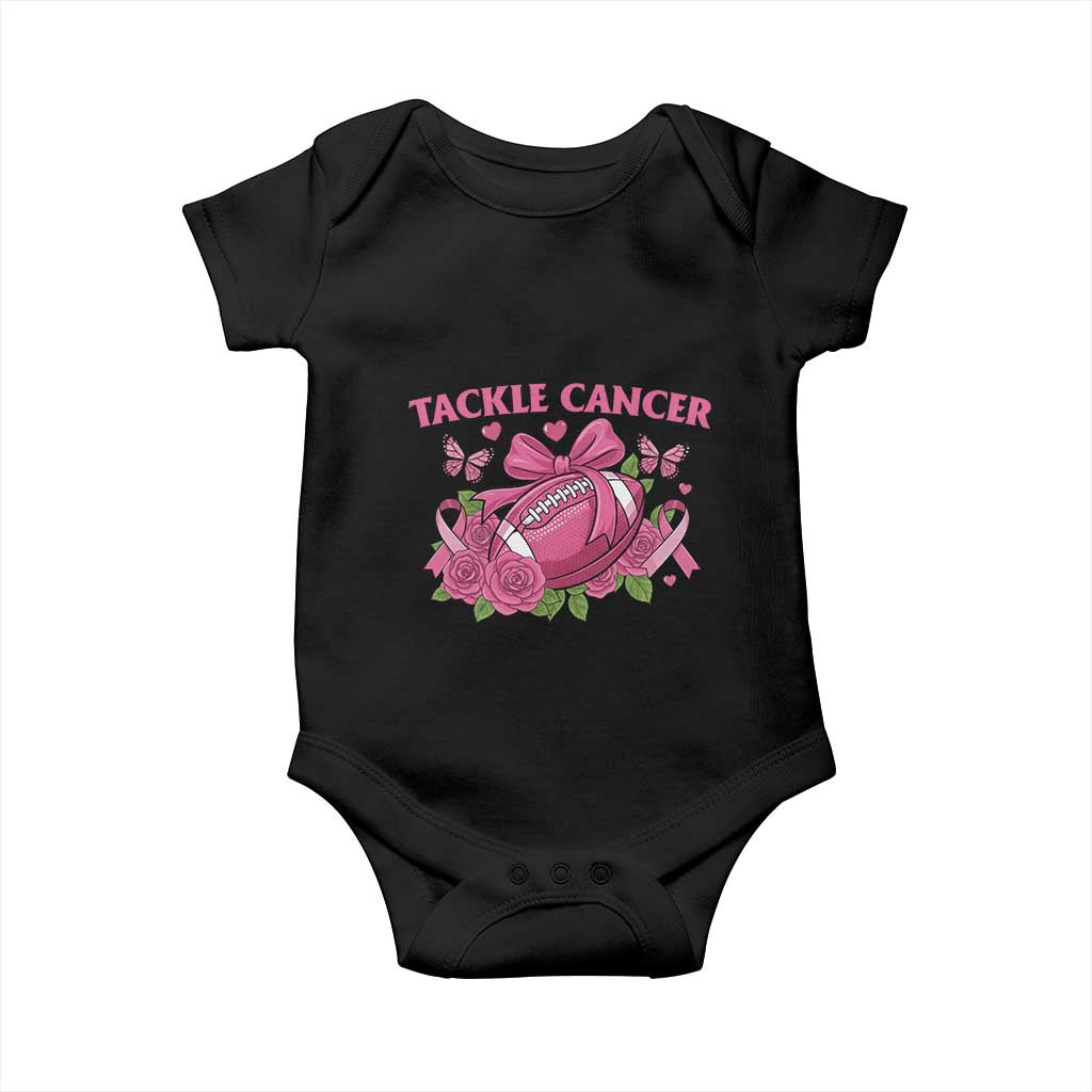 Tackle Cancer Baby Onesie Football Breast Cancer Awareness Pink Ribbon - Wonder Print Shop