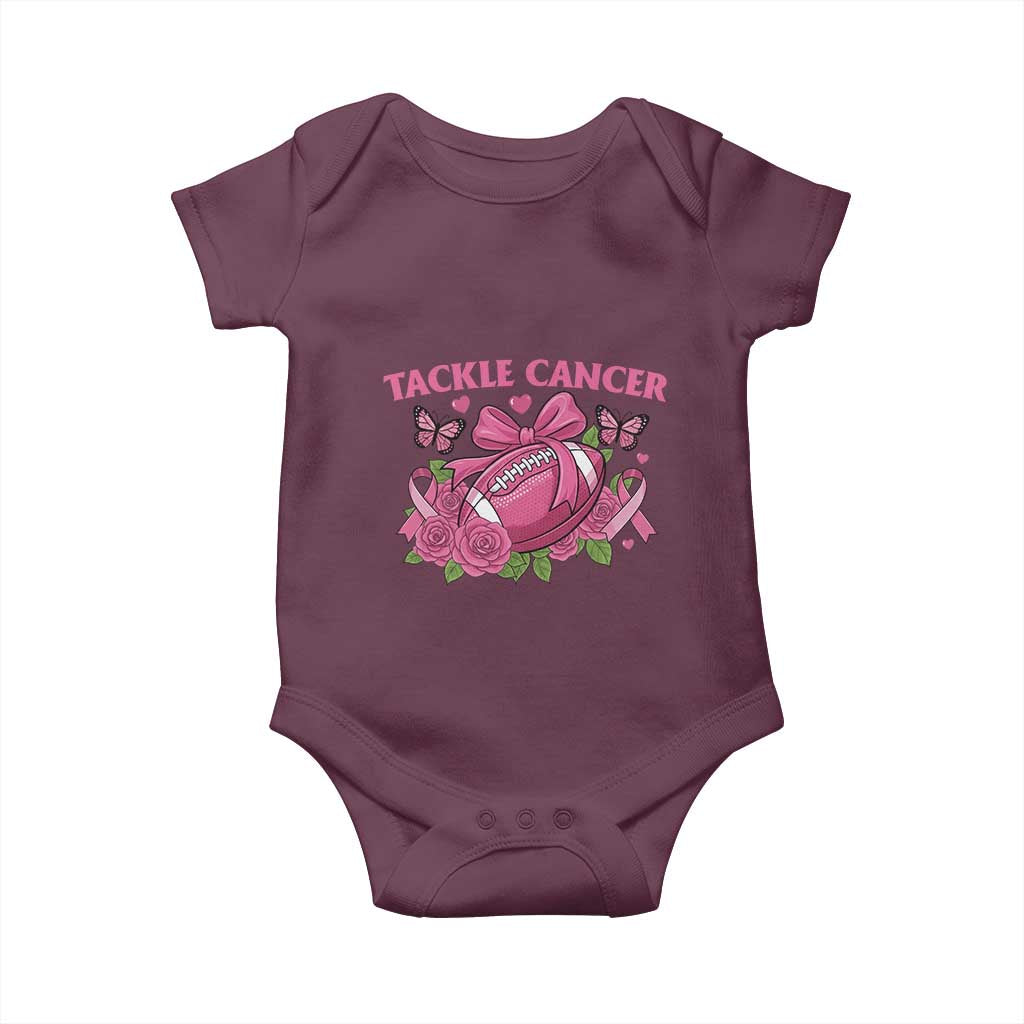 Tackle Cancer Baby Onesie Football Breast Cancer Awareness Pink Ribbon - Wonder Print Shop