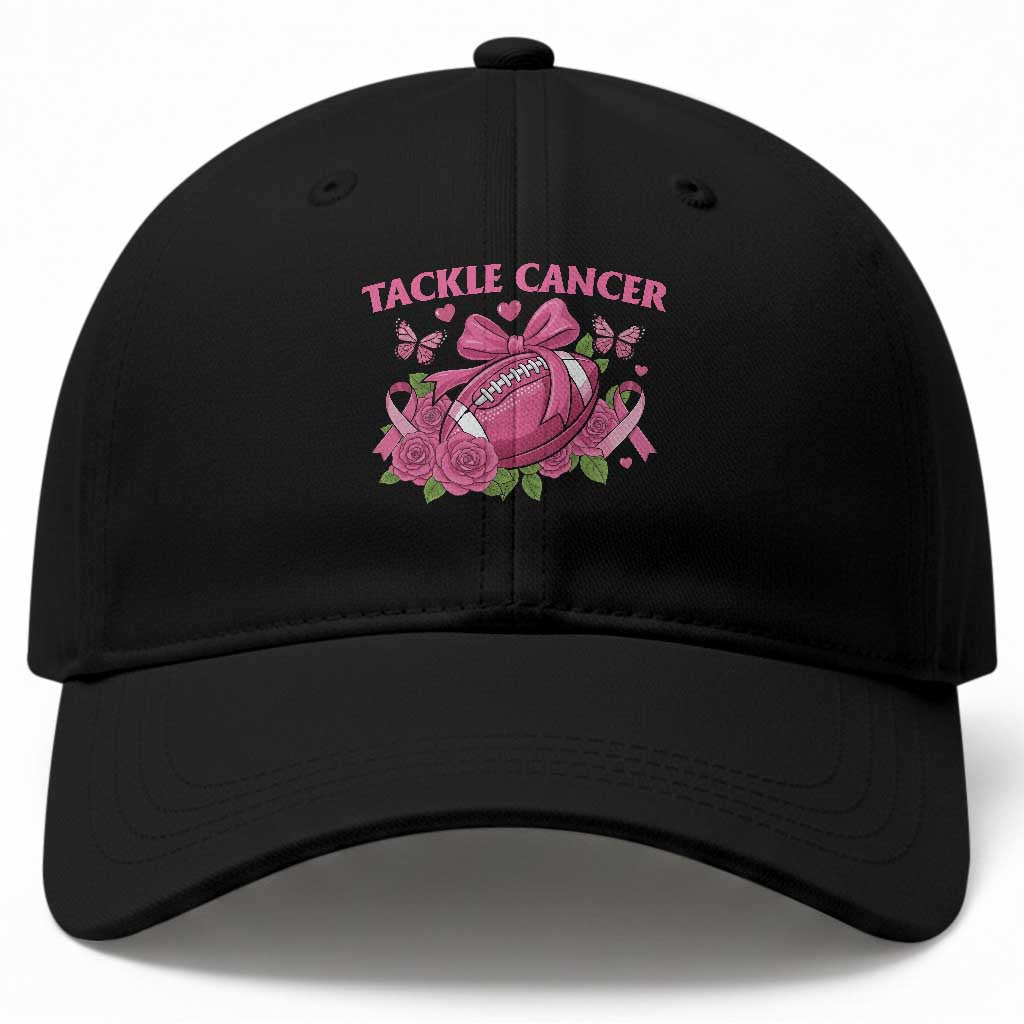 Tackle Cancer Baseball Cap Football Breast Cancer Awareness Pink Ribbon
