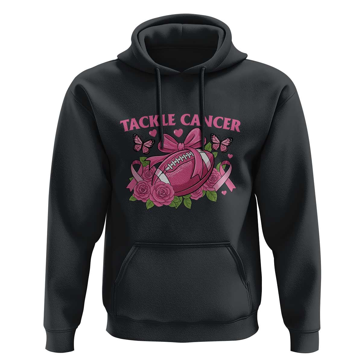 Tackle Cancer Hoodie Football Breast Cancer Awareness Pink Ribbon - Wonder Print Shop