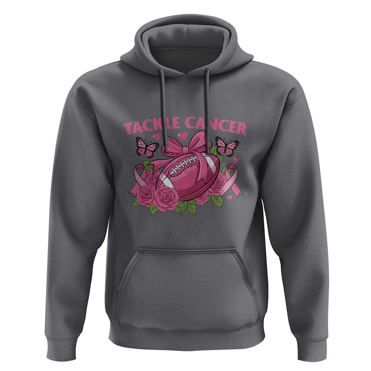 Tackle Cancer Hoodie Football Breast Cancer Awareness Pink Ribbon - Wonder Print Shop