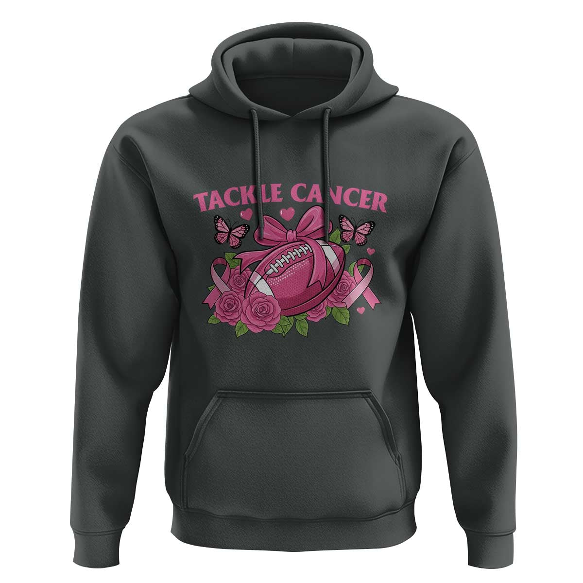 Tackle Cancer Hoodie Football Breast Cancer Awareness Pink Ribbon - Wonder Print Shop