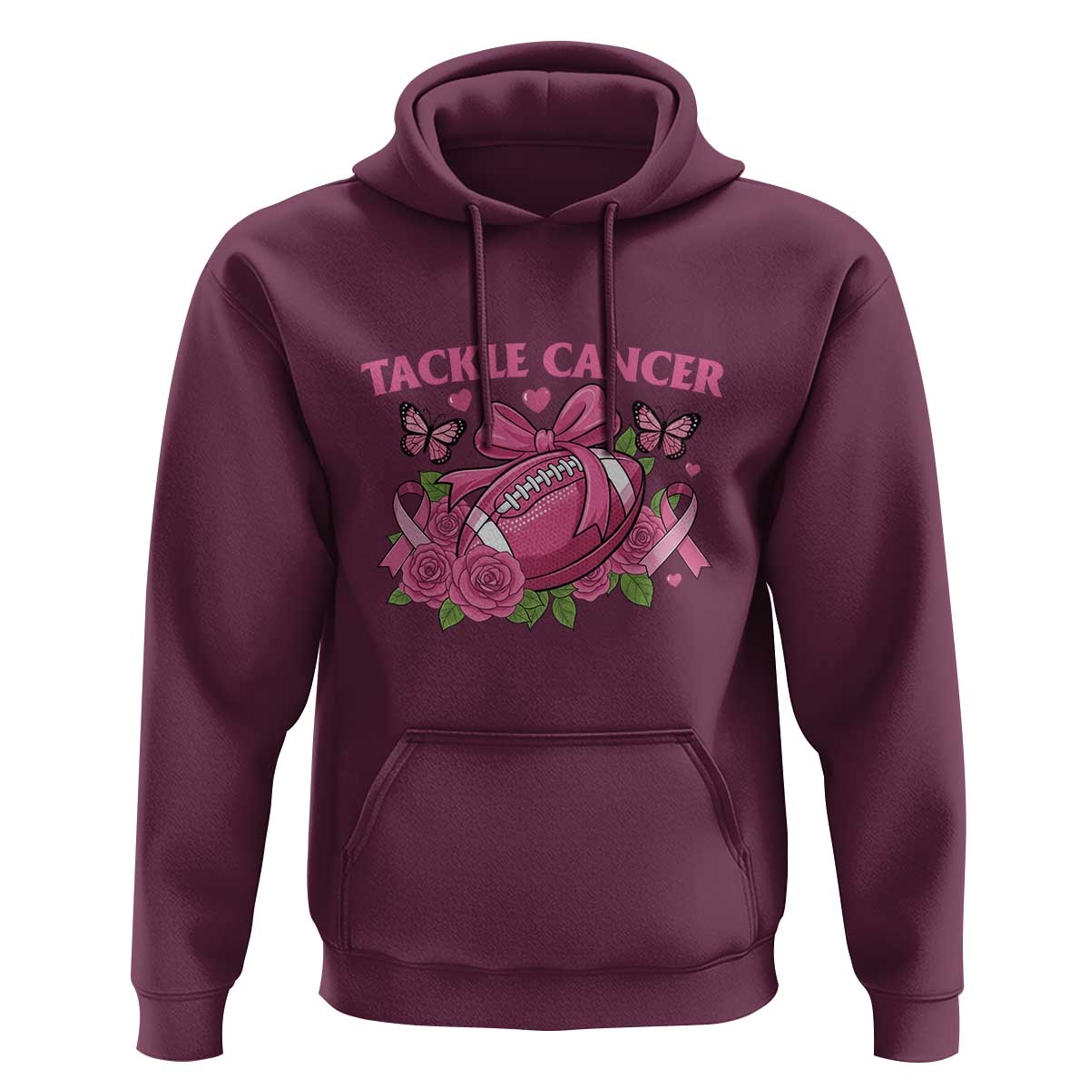 Tackle Cancer Hoodie Football Breast Cancer Awareness Pink Ribbon - Wonder Print Shop