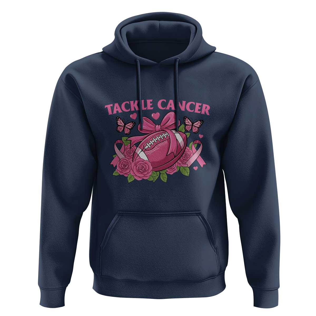 Tackle Cancer Hoodie Football Breast Cancer Awareness Pink Ribbon - Wonder Print Shop