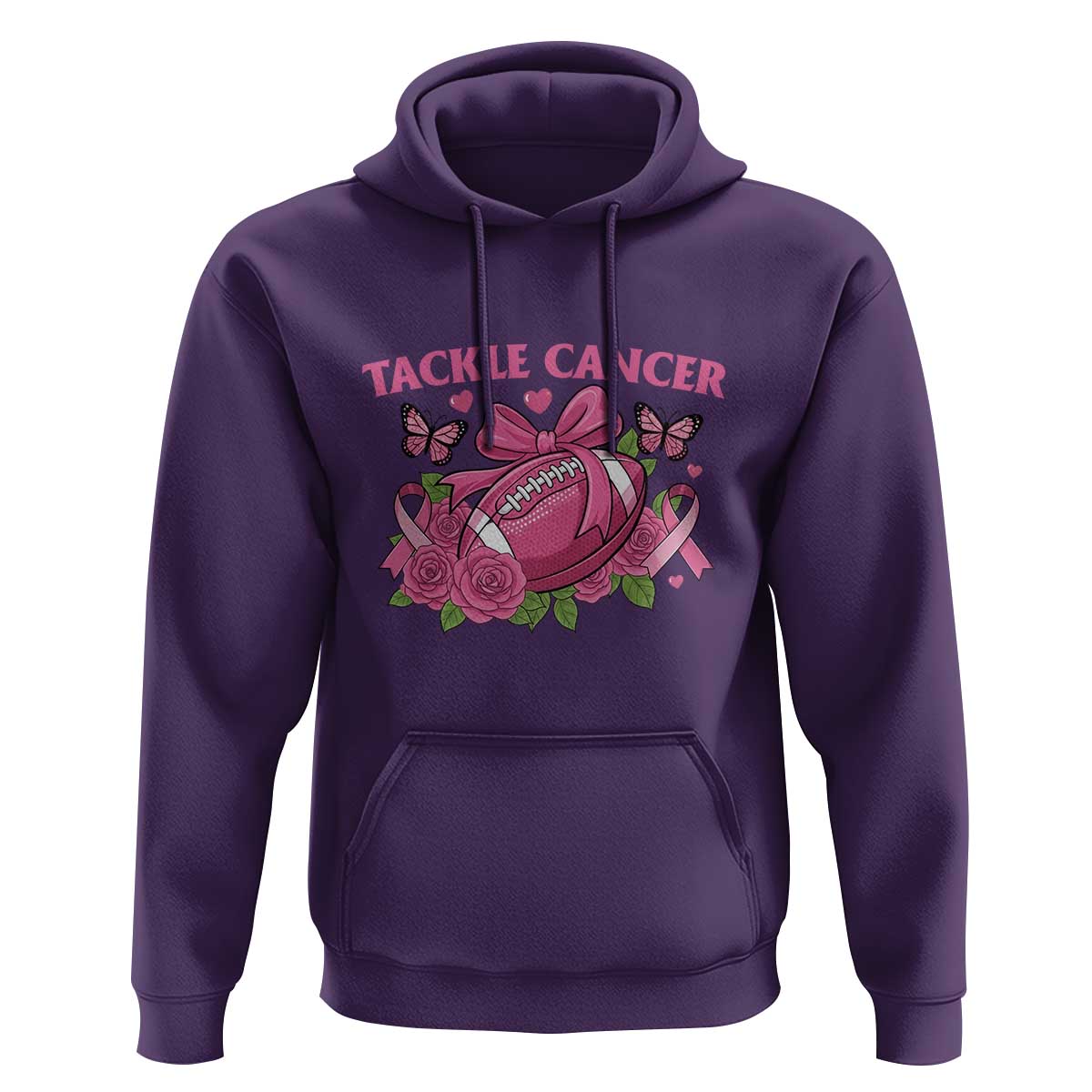 Tackle Cancer Hoodie Football Breast Cancer Awareness Pink Ribbon - Wonder Print Shop