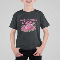 Tackle Cancer T Shirt For Kid Football Breast Cancer Awareness Pink Ribbon - Wonder Print Shop