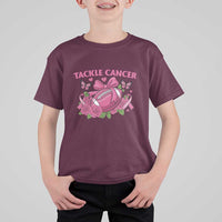 Tackle Cancer T Shirt For Kid Football Breast Cancer Awareness Pink Ribbon - Wonder Print Shop