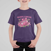 Tackle Cancer T Shirt For Kid Football Breast Cancer Awareness Pink Ribbon - Wonder Print Shop