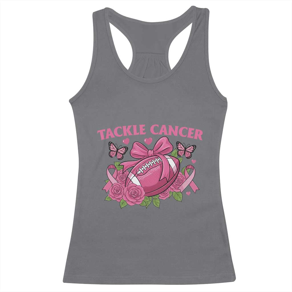 Tackle Cancer Racerback Tank Top Football Breast Cancer Awareness Pink Ribbon - Wonder Print Shop