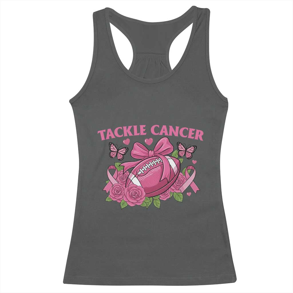 Tackle Cancer Racerback Tank Top Football Breast Cancer Awareness Pink Ribbon - Wonder Print Shop