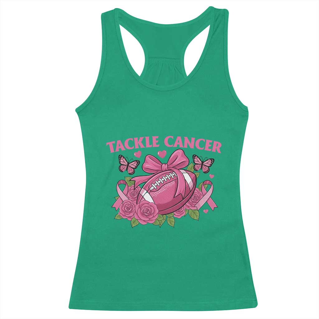 Tackle Cancer Racerback Tank Top Football Breast Cancer Awareness Pink Ribbon - Wonder Print Shop