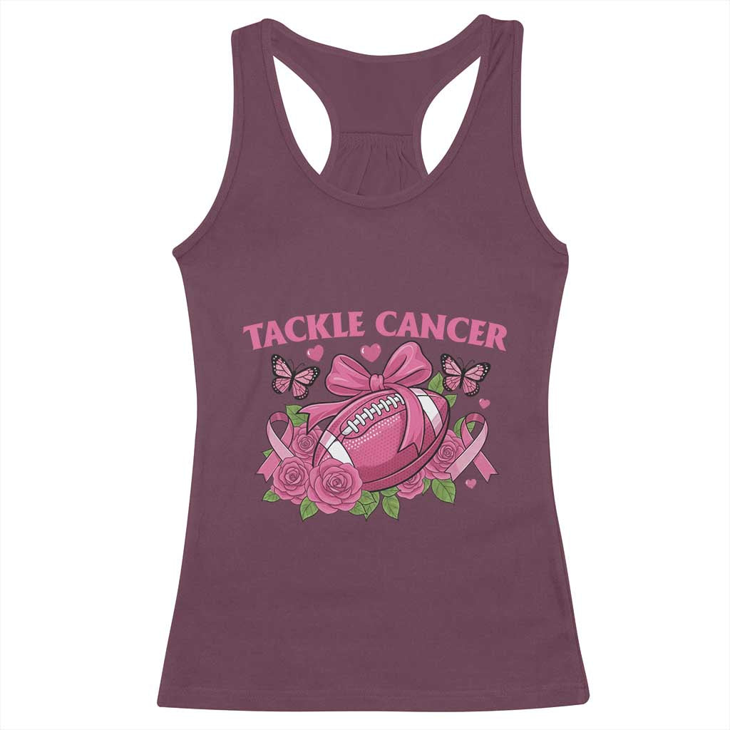 Tackle Cancer Racerback Tank Top Football Breast Cancer Awareness Pink Ribbon - Wonder Print Shop