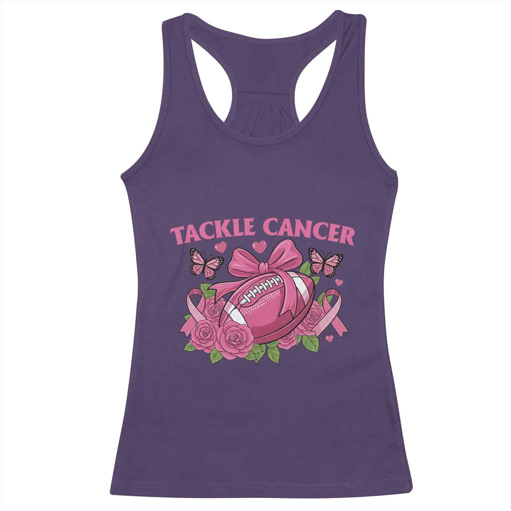 Tackle Cancer Racerback Tank Top Football Breast Cancer Awareness Pink Ribbon - Wonder Print Shop