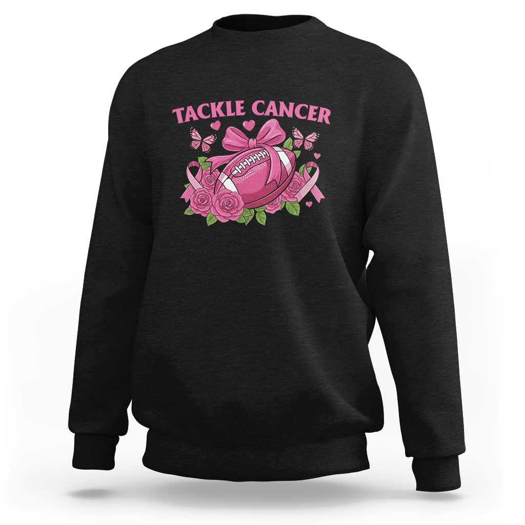 Tackle Cancer Sweatshirt Football Breast Cancer Awareness Pink Ribbon - Wonder Print Shop
