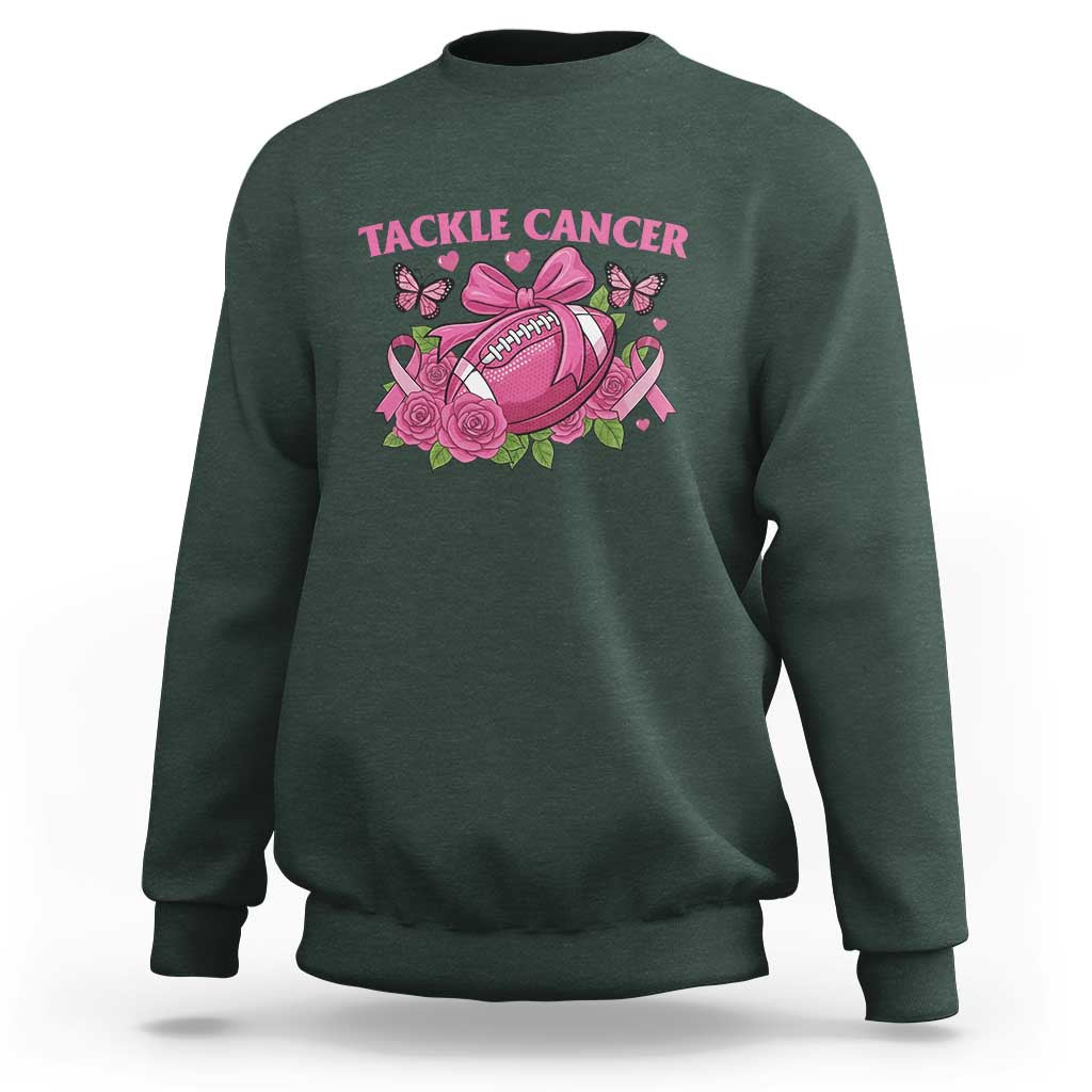Tackle Cancer Sweatshirt Football Breast Cancer Awareness Pink Ribbon - Wonder Print Shop