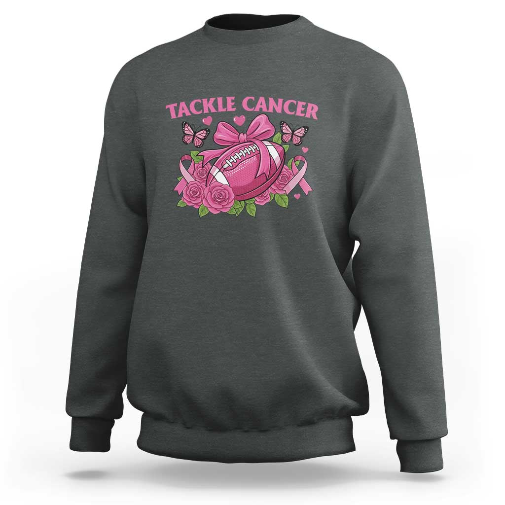 Tackle Cancer Sweatshirt Football Breast Cancer Awareness Pink Ribbon - Wonder Print Shop