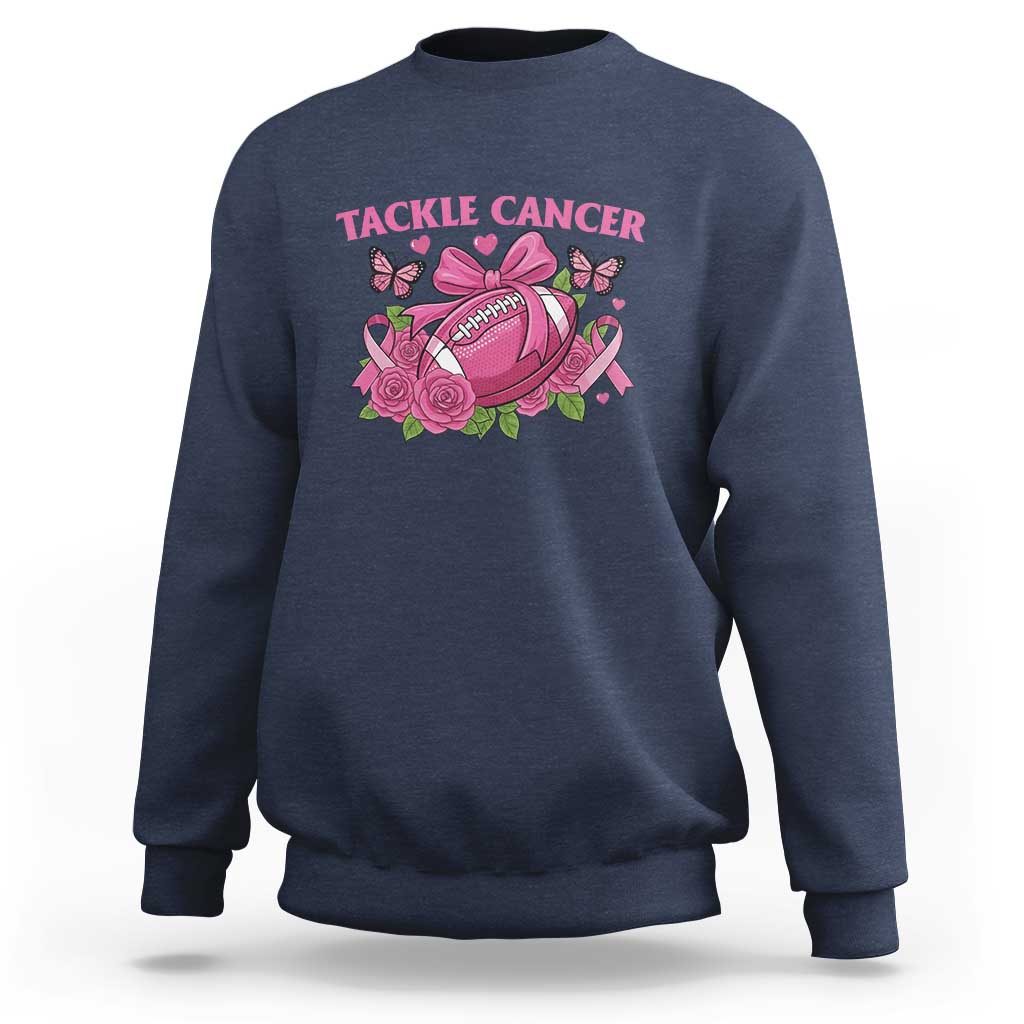 Tackle Cancer Sweatshirt Football Breast Cancer Awareness Pink Ribbon - Wonder Print Shop