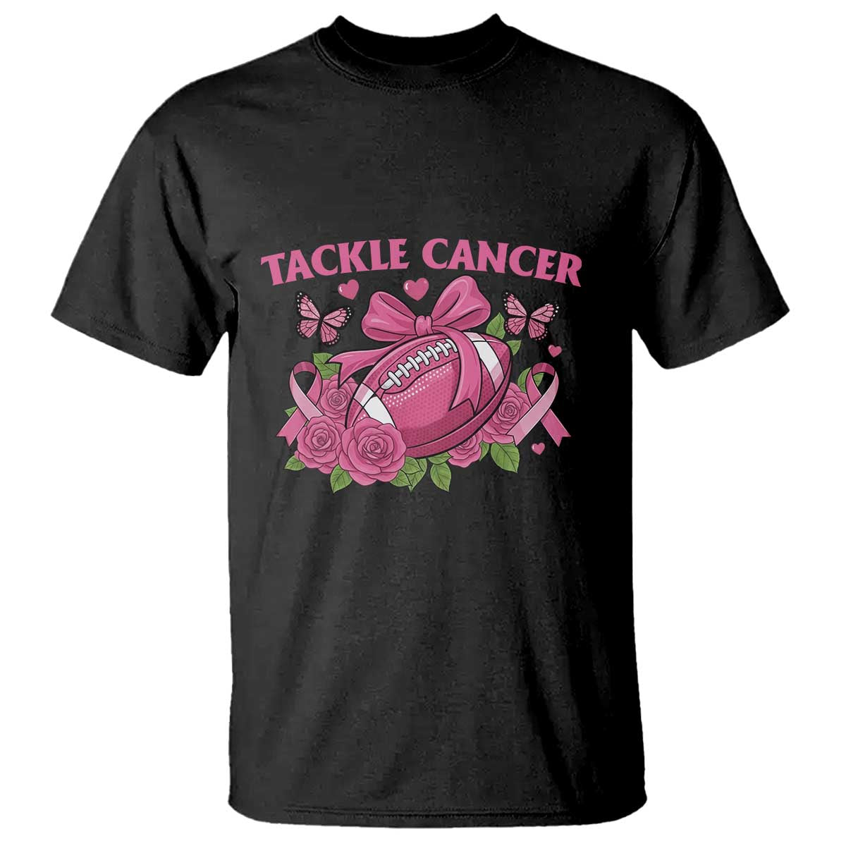 Tackle Cancer T Shirt Football Breast Cancer Awareness Pink Ribbon - Wonder Print Shop