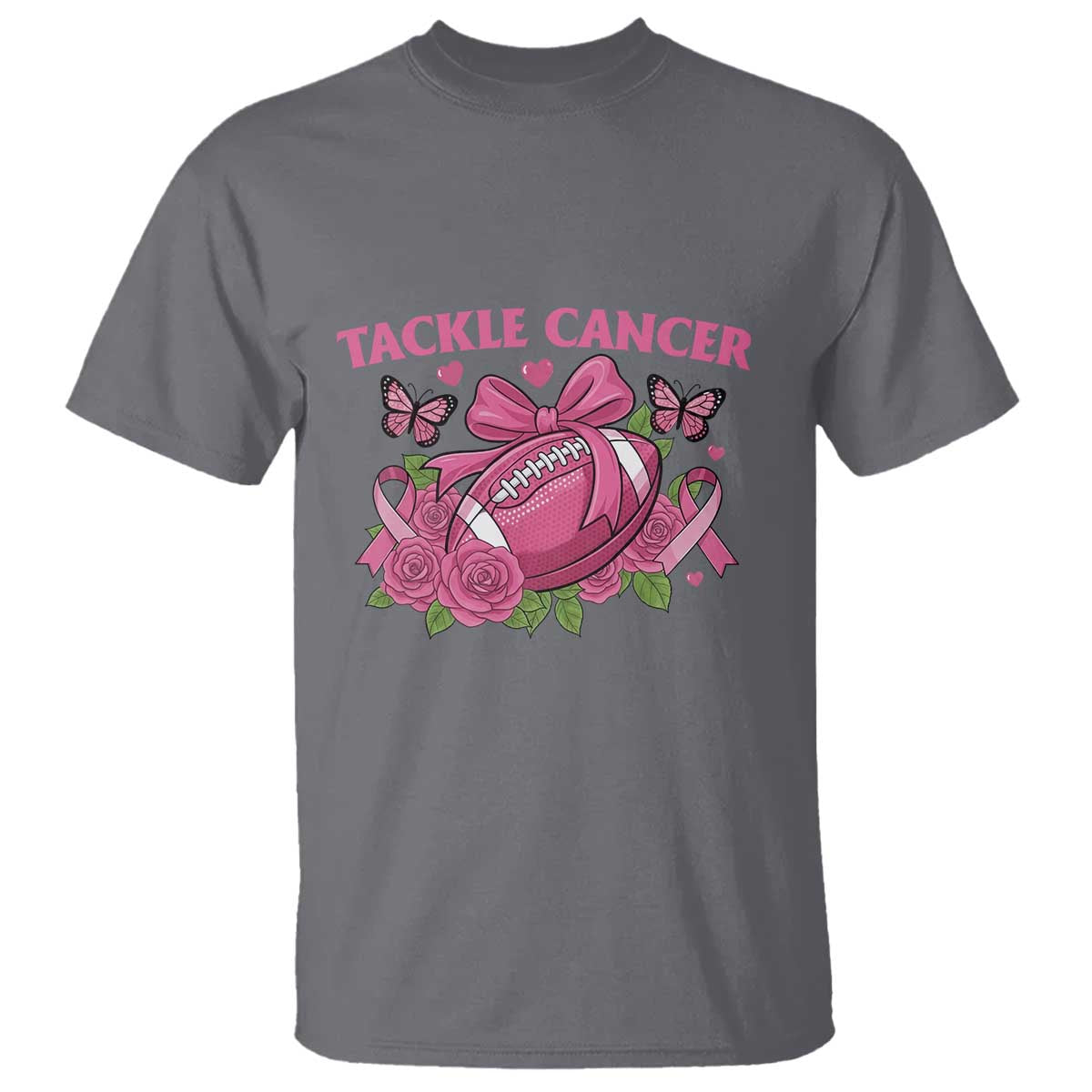 Tackle Cancer T Shirt Football Breast Cancer Awareness Pink Ribbon - Wonder Print Shop