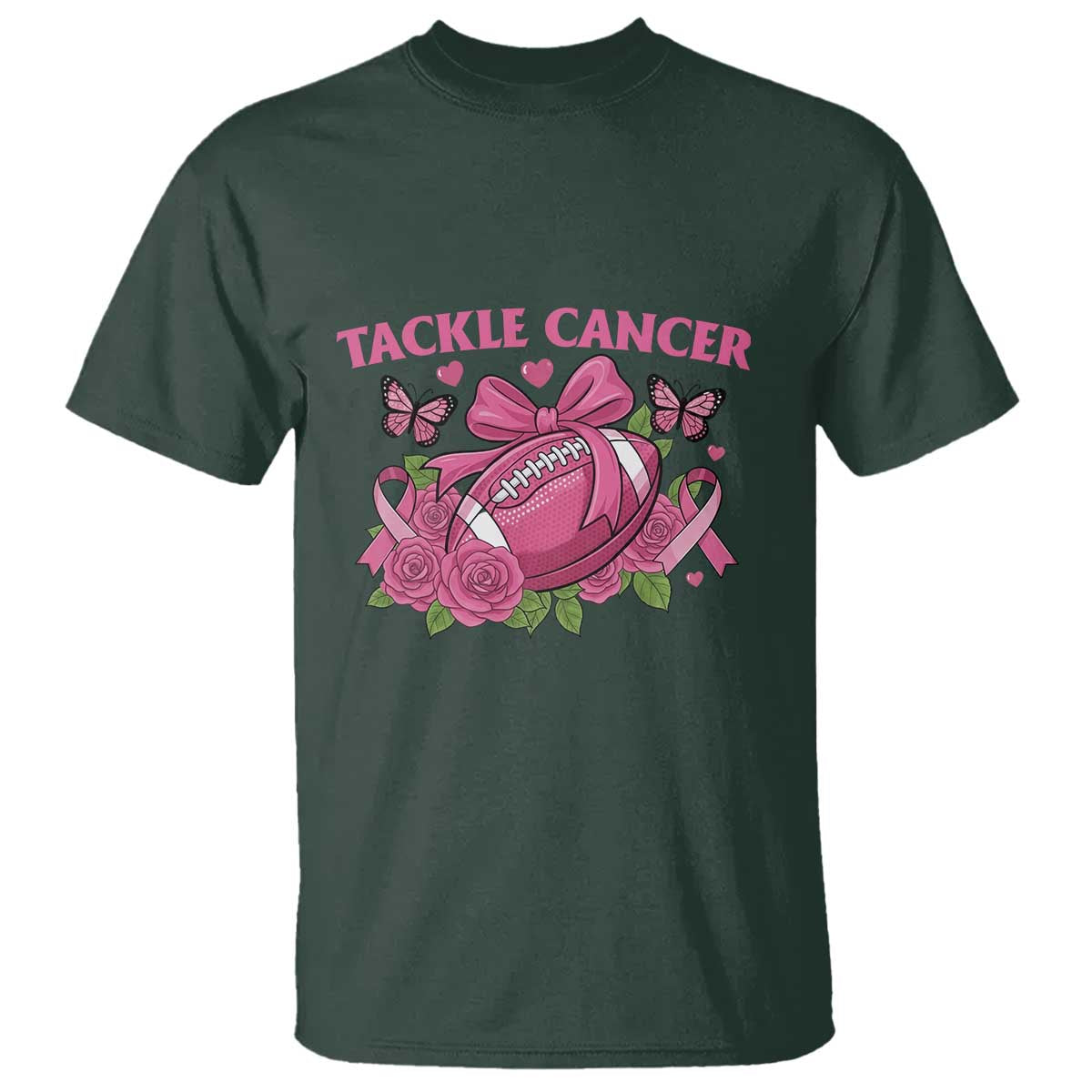 Tackle Cancer T Shirt Football Breast Cancer Awareness Pink Ribbon - Wonder Print Shop