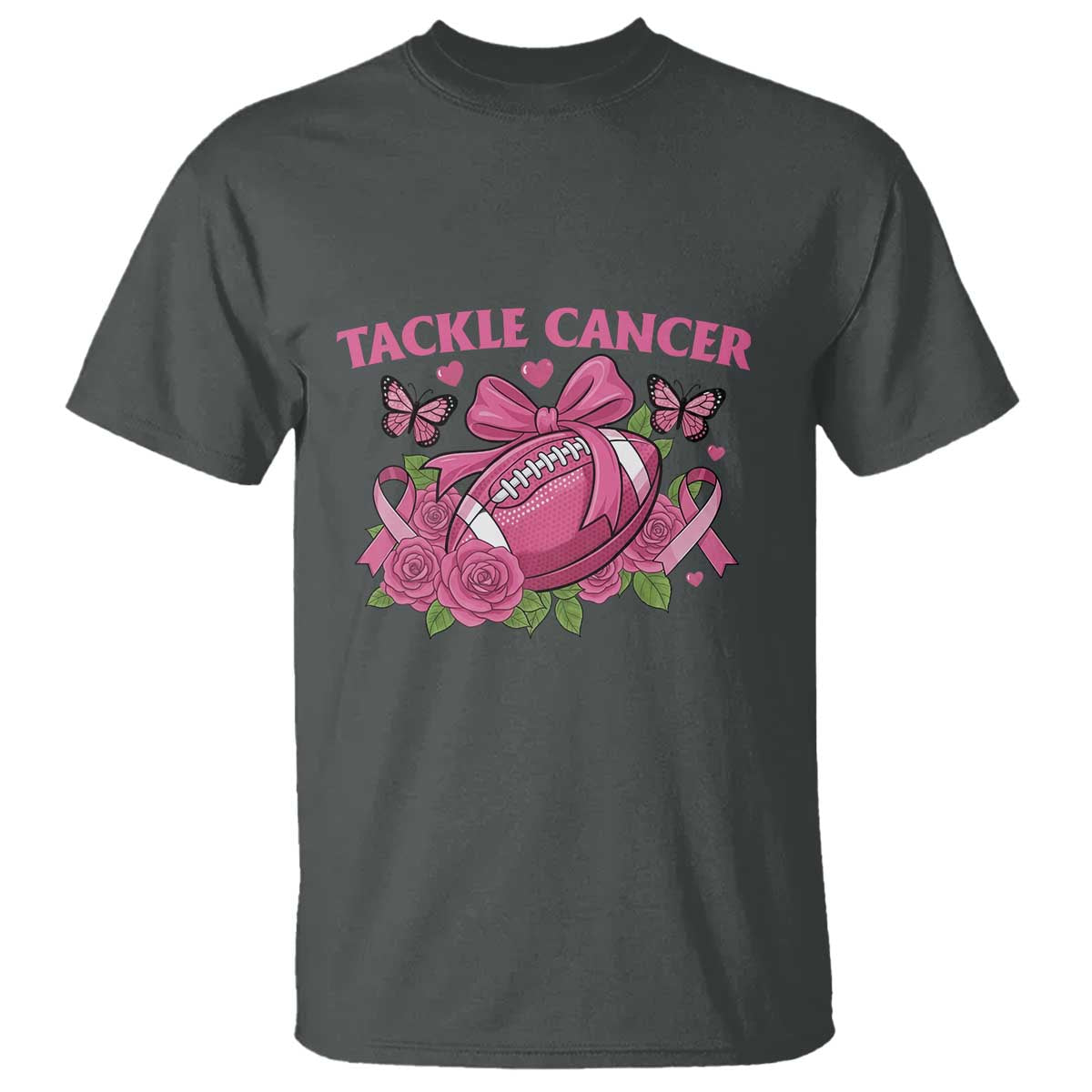 Tackle Cancer T Shirt Football Breast Cancer Awareness Pink Ribbon - Wonder Print Shop