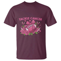 Tackle Cancer T Shirt Football Breast Cancer Awareness Pink Ribbon - Wonder Print Shop