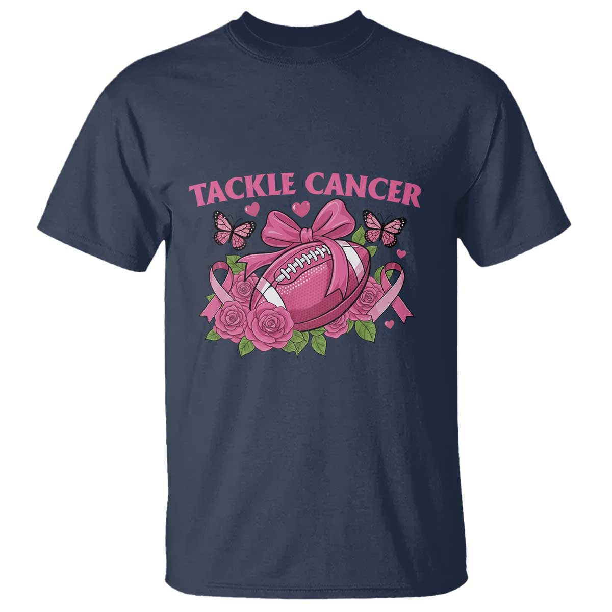 Tackle Cancer T Shirt Football Breast Cancer Awareness Pink Ribbon - Wonder Print Shop