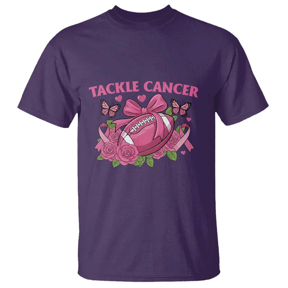 Tackle Cancer T Shirt Football Breast Cancer Awareness Pink Ribbon - Wonder Print Shop