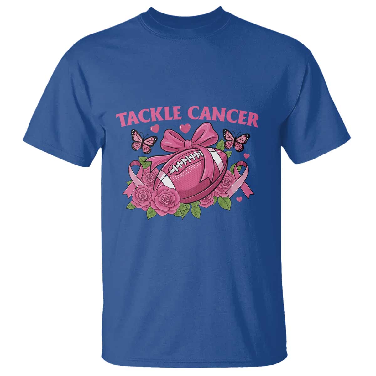 Tackle Cancer T Shirt Football Breast Cancer Awareness Pink Ribbon - Wonder Print Shop
