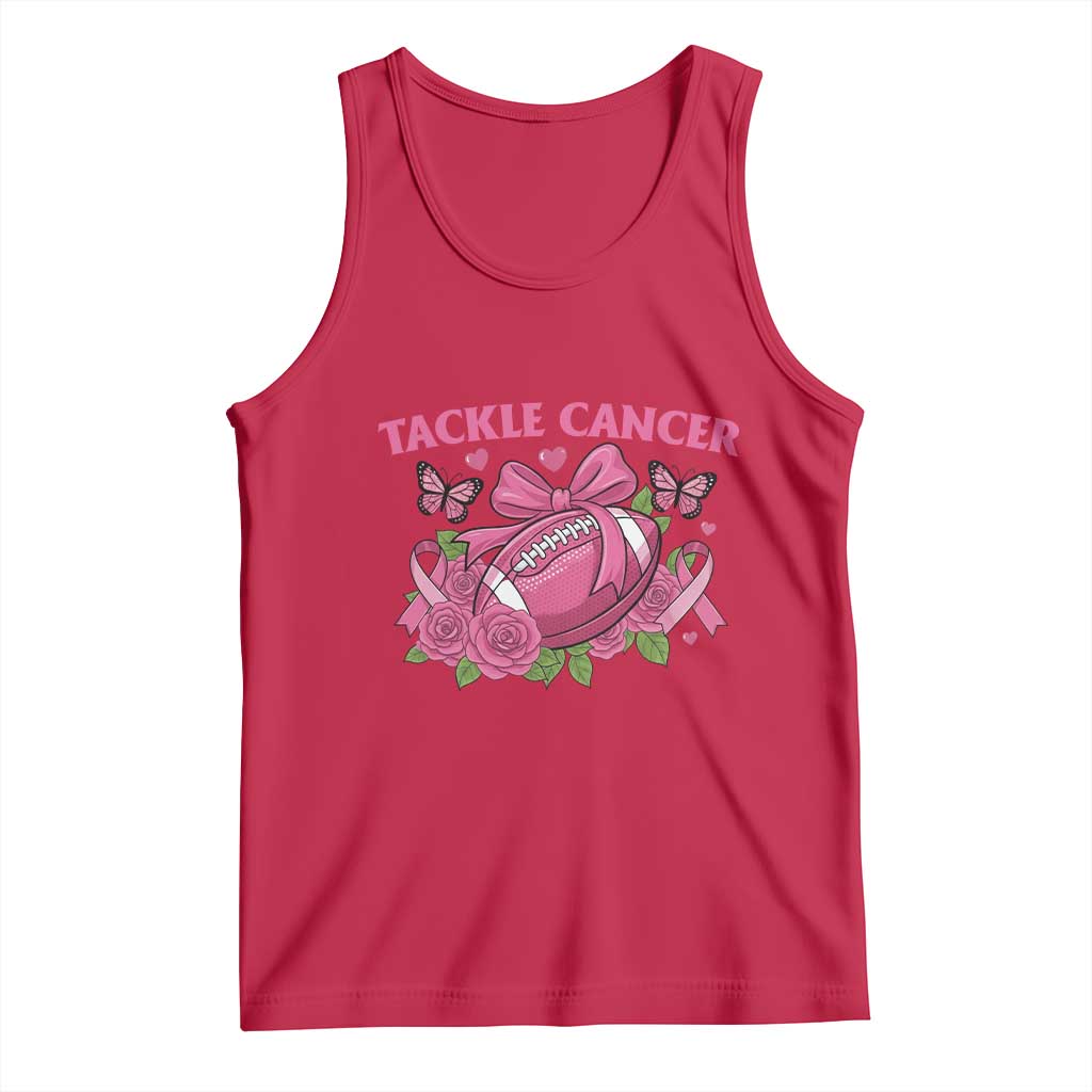 Tackle Cancer Tank Top Football Breast Cancer Awareness Pink Ribbon - Wonder Print Shop