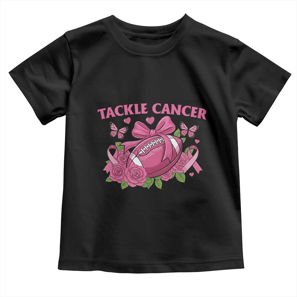 Tackle Cancer Toddler T Shirt Football Breast Cancer Awareness Pink Ribbon - Wonder Print Shop