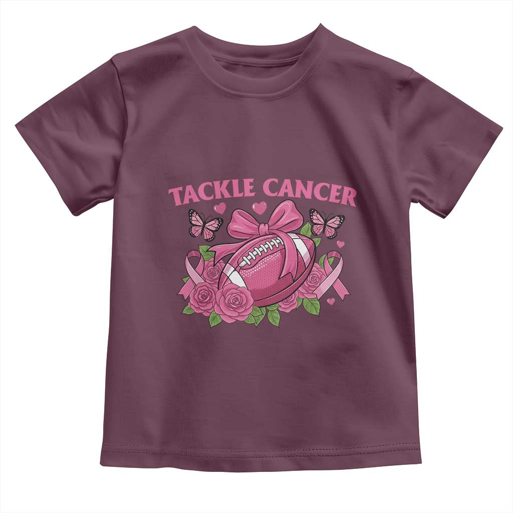 Tackle Cancer Toddler T Shirt Football Breast Cancer Awareness Pink Ribbon - Wonder Print Shop