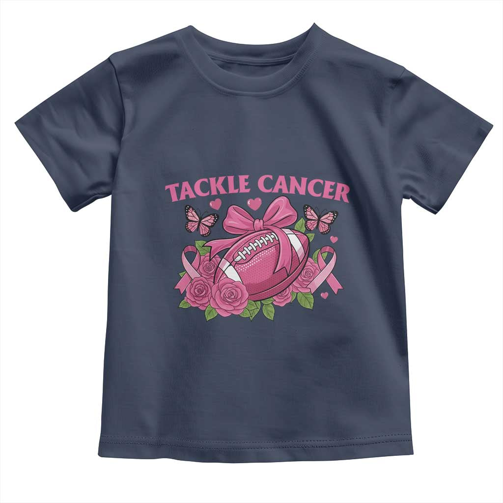 Tackle Cancer Toddler T Shirt Football Breast Cancer Awareness Pink Ribbon - Wonder Print Shop