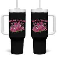 Tackle Cancer Tumbler With Handle Football Breast Cancer Awareness Pink Ribbon