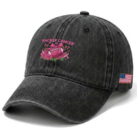 Tackle Cancer Washed Cotton Baseball Cap Football Breast Cancer Awareness Pink Ribbon