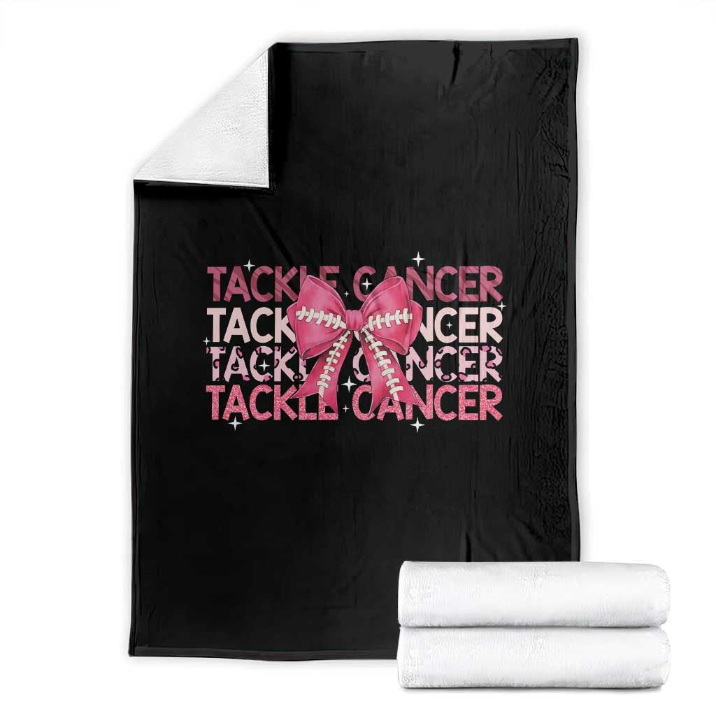 October Tackle Cancer Football Breast Cancer Awareness Throw Blanket - Wonder Print Shop