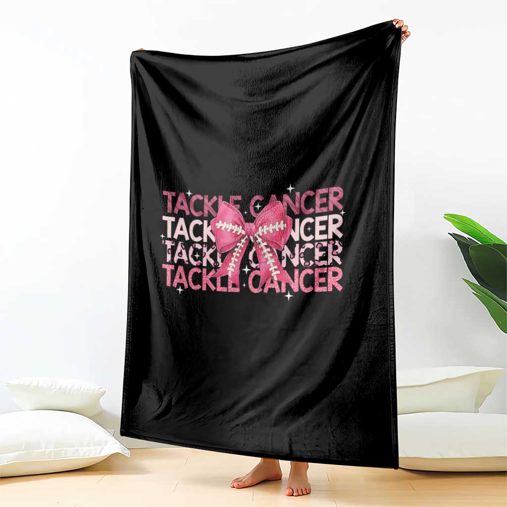 October Tackle Cancer Football Breast Cancer Awareness Throw Blanket - Wonder Print Shop