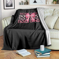 October Tackle Cancer Football Breast Cancer Awareness Throw Blanket - Wonder Print Shop