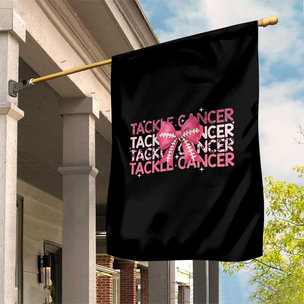 October Tackle Cancer Football Breast Cancer Awareness Garden Flag - Wonder Print Shop